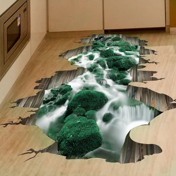 

Floor Wall Sticker 3D Stream Removable Mural Decals Art For Bathroom Living Room Home Decoration Wallpaper