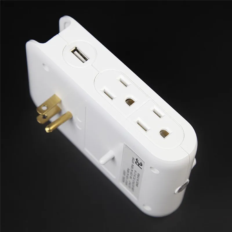 Wall Mount Charger 2 USB Ports and 4 AC Outlets Charging Station LED Night Light with Phone Holder Lamparas 40DEC1006