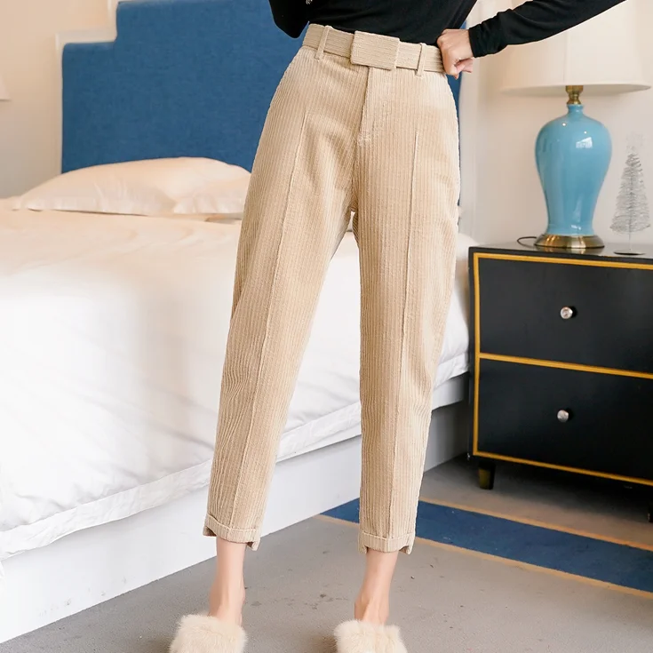 Осенние вельветовые штаны для женщин, Pantalon, Femme, повседневные штаны-шаровары, пояс, спортивные штаны, высококачественные брюки, женская одежда DA502