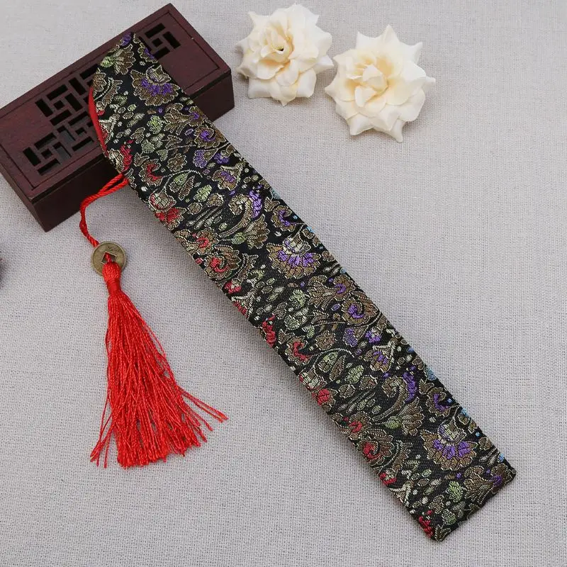 

Silk Folding Chinese Hand Fan Bag With Tassel Dustproof Holder Protector Pouch Case Cover Retro Style
