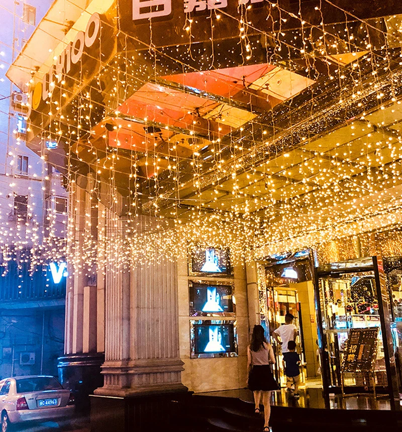 Рождественские Огни наружное украшение 4 метра Drop 0,4-0,6 м Светодиодные занавески сосулька гирлянды nNew Year Свадебная вечеринка гирлянда