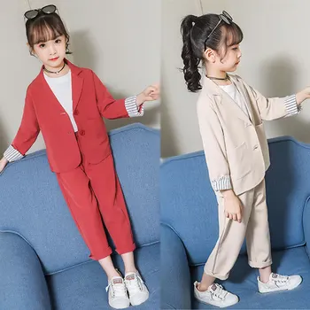 

Children's Clothing Suits Princess Girls Blazer+trousers Two Pieces Clothes Sets Teenage Vintage Outfit Fashion Overalls 3-12T