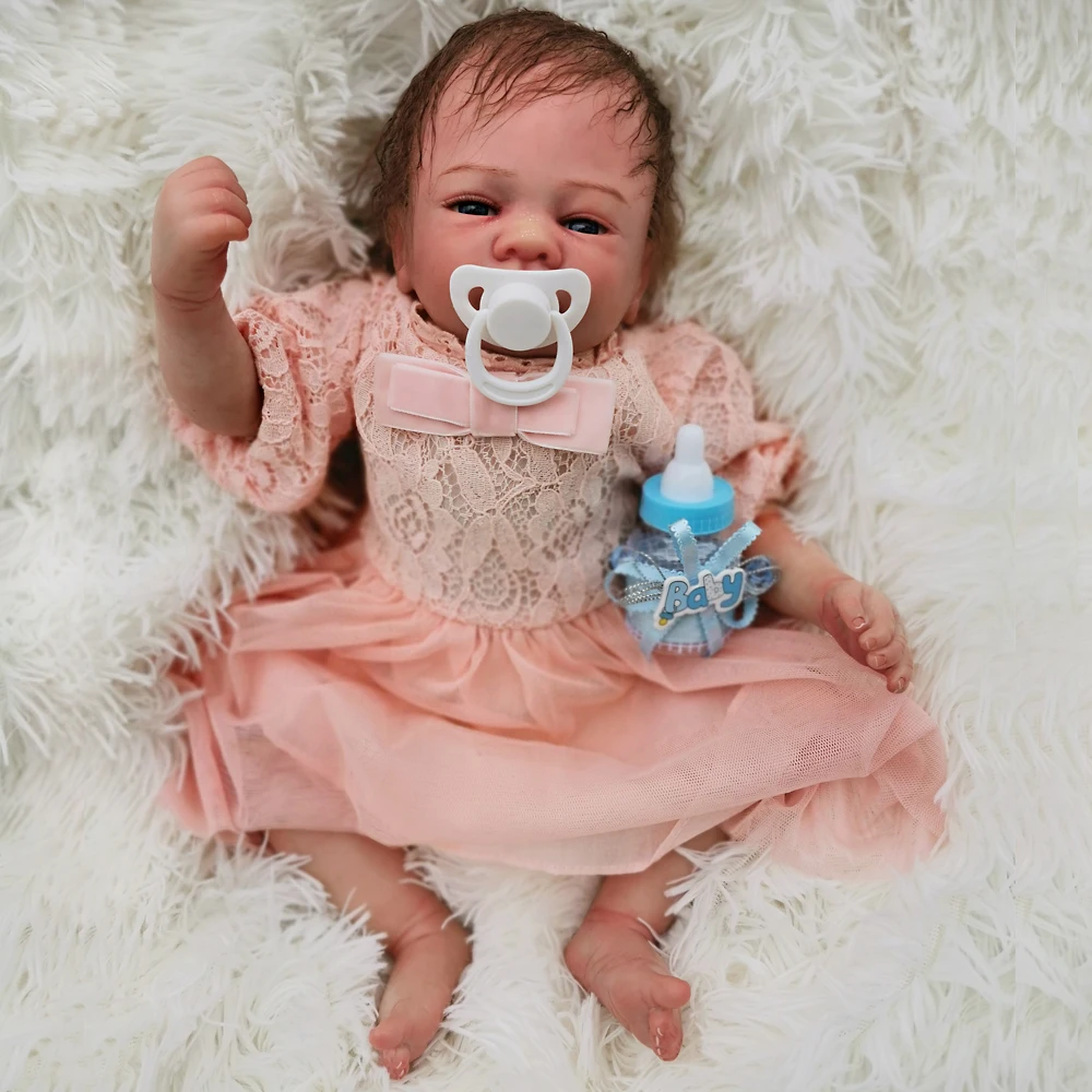 45 см кукла новорожденного ребенка игрушки с платьем принцессы силиконовые reborn Baby Boneca alive эксклюзивная кукла с шапочкой для девочек пятизвездный подарок