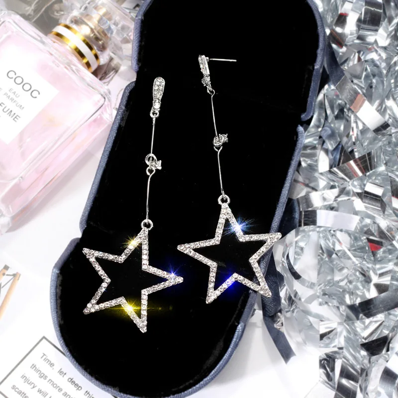 New-Arrival-Fashion-Metal-Trendy-Geometric-Women-Dangle-Earrings-Star-Korean-Long-Star-Pendant-Personality-Earrings - 副本