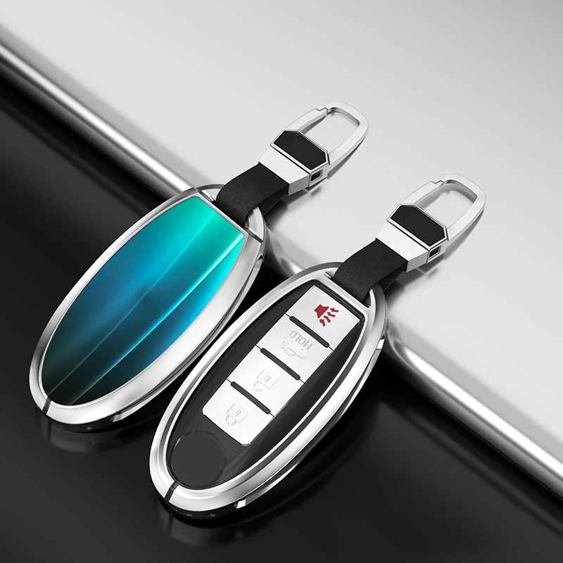 

Aluminum Alloy Color-Changing Glass Car Remote Key Case For Nissan Qashqai X-Trail Juke Kicks Tiida Pathfinder Note Infiniti
