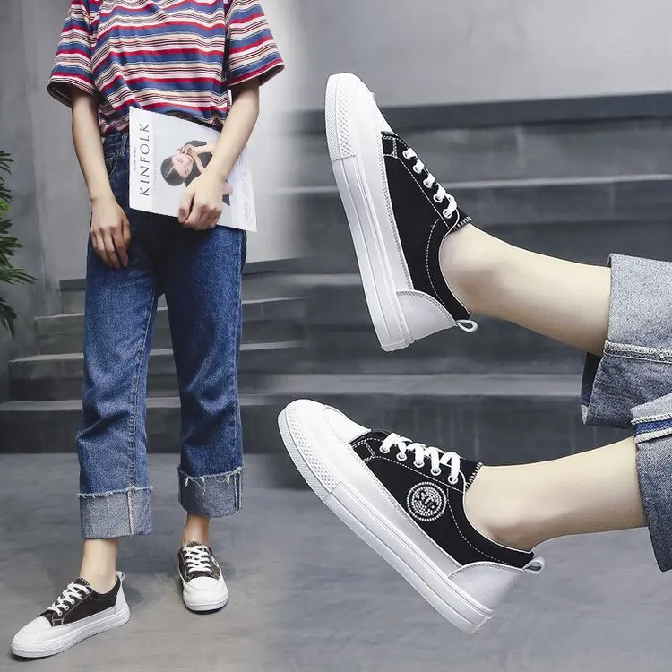 

2020 Spring New Style Versatile Ulzzang Canvas Shoes Women's Korean-style Online Celebrity Biscuit Shoes Students Hide Substance
