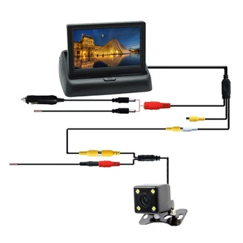 

High Definition Easy Install Wired With Light Foldable LCD Screen Reversing Camera Monitor Car Rearview Kit