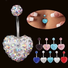 Модное кольцо в форме сердца, циркония, пупочное кольцо, кольцо для женщин, безопасное медицинское кольцо из нержавеющей стали, циркониевая спираль, аксессуары для пирсинга