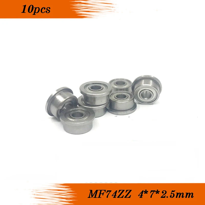 

10pcs/Lot MF74ZZ MF74 ZZ 4x7x2.5mm Miniature Flange Bearing Thin Wall Deep Groove Ball Radial Ball Bearing