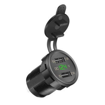 

1pc Car Charger Waterproof Portable Dual USB Interface Ports With LED Indicator Phone Chargers Auto Outdoor Digital Device