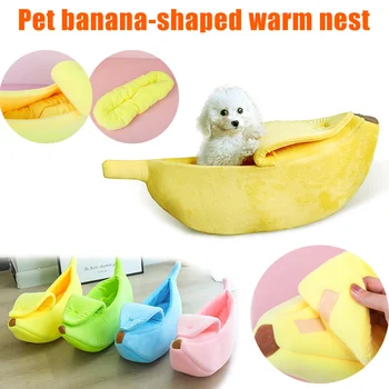 

Cute Cat Bed Banana-shaped Soft Cat Cuddle Bed House Lovely Pet Supplies for Cat Kittens Rabbit Small Dogs Hogard