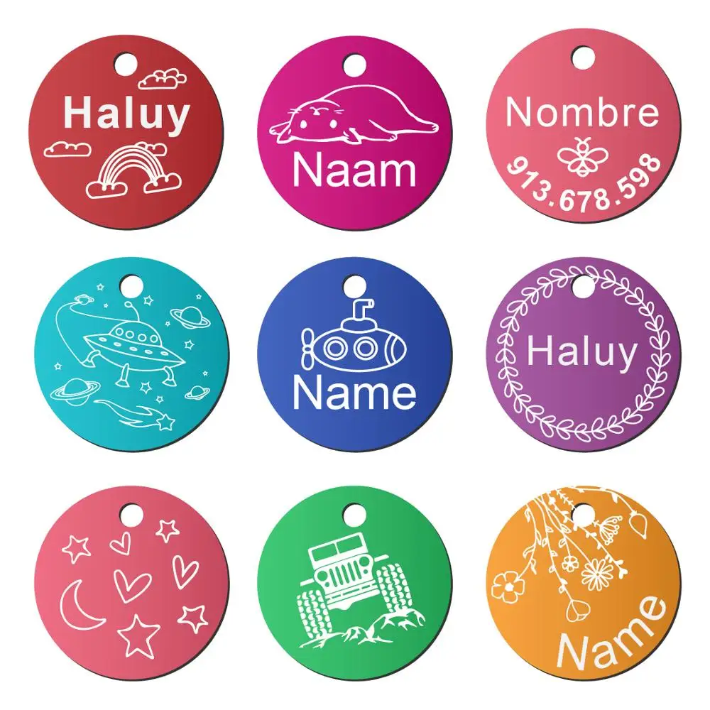 

Pet ID Tag Personalized Dog Cat Tags Customized Name and Telephone Front and Back Engraved Puppy Collar Pendant Accessories
