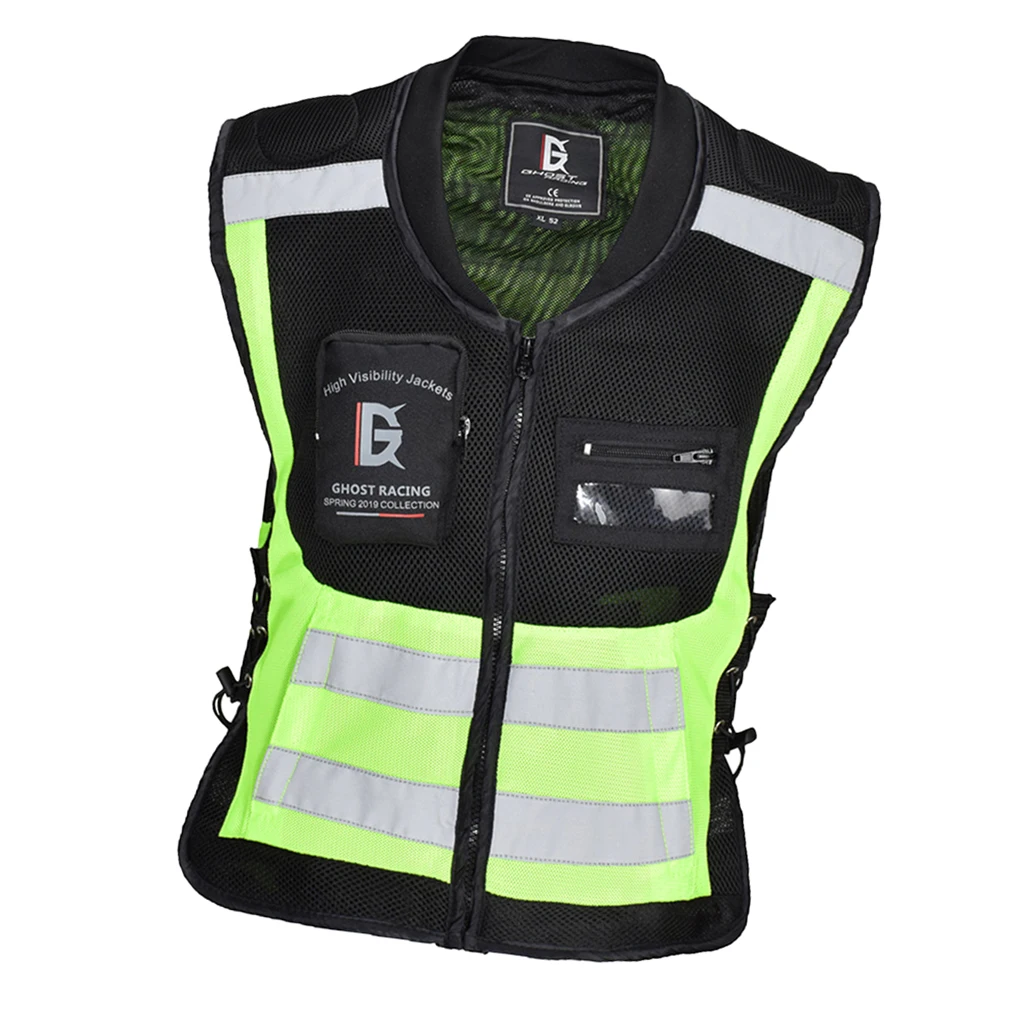 CYCLE 4 Pocket Yellow, L//XL MOTORCYCLE SECURITY AND WATER RESISTANT HI VIZ VEST WAISTCOAT