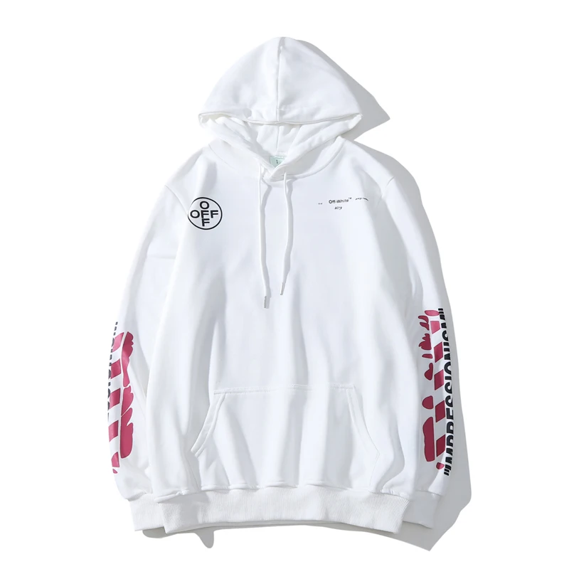 Рендеринг граффити стрелка "99" 19ss Off-White OW Мужчины/Женщины Осень Зима Повседневная хлопковая толстовка худи свободный жакет с капюшоном