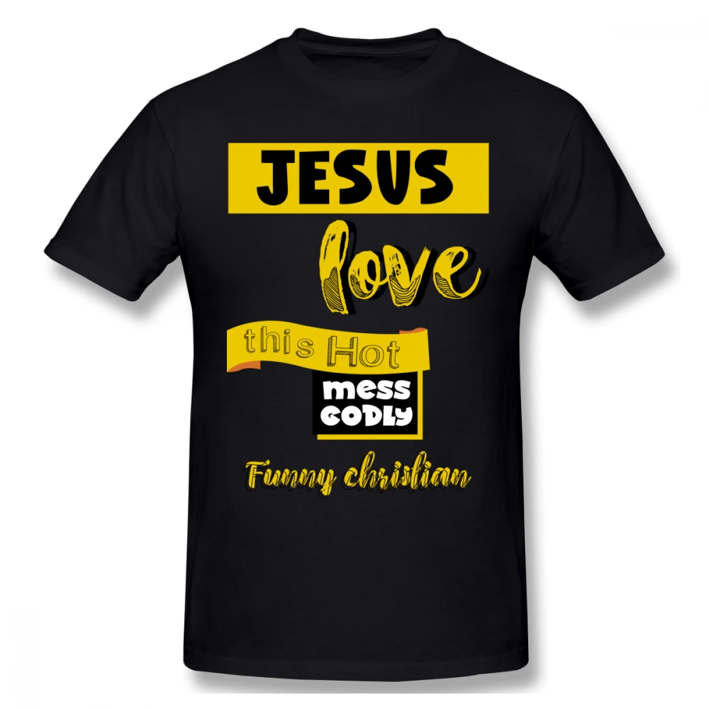 

Summer Men's Basic Short Sleeve T-Shirt Casual Cotton Jesus Love This Hot Mess Godly Funny Christian printing t shirt men tee