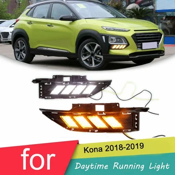 

for Hyundai Kona 2018-2019 Front L+R LED DRL with Turn Signal Daytime Running Light Fog Lamp 3 Color