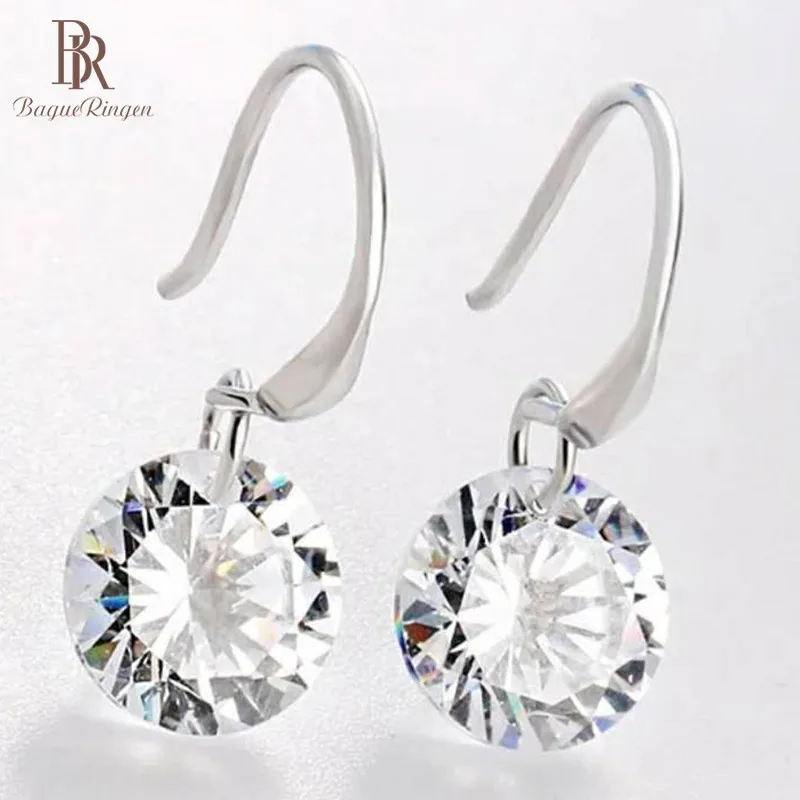 Женские Классические сережки Bague Ringen простые серьги с бриллиантами из серебра 925 пробы свадебные украшения