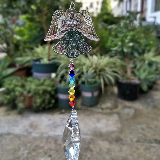 Crystal Suncatcher Guardian Angel Charm Faceted Ball Prizma Medál Diy Csillár Alkatrészek Ablak Karácsony Lógó Dekoráció - Image 5