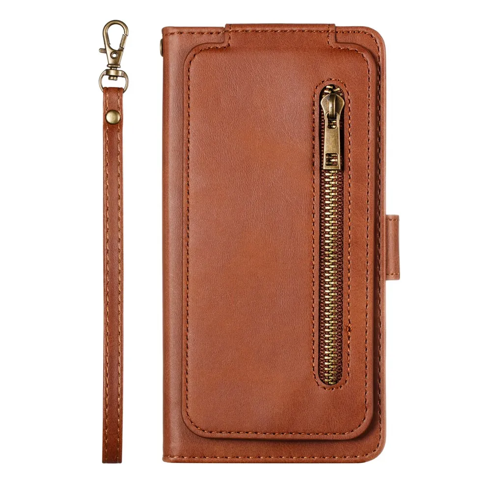 Brown Чехол LAN для samsung Galaxy Note 8, 9, 10 PLUS, чехол для samsung S8, 9 Plus, для samsung S10, 9 карт, кошелек, чехол, черный, розовый, коричневый, красный - Цвет: Brown