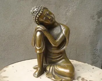 

ymying Chinese Fengshui Handmade Old Brass Copper Statue Sleeping Sakyamuni Buddha