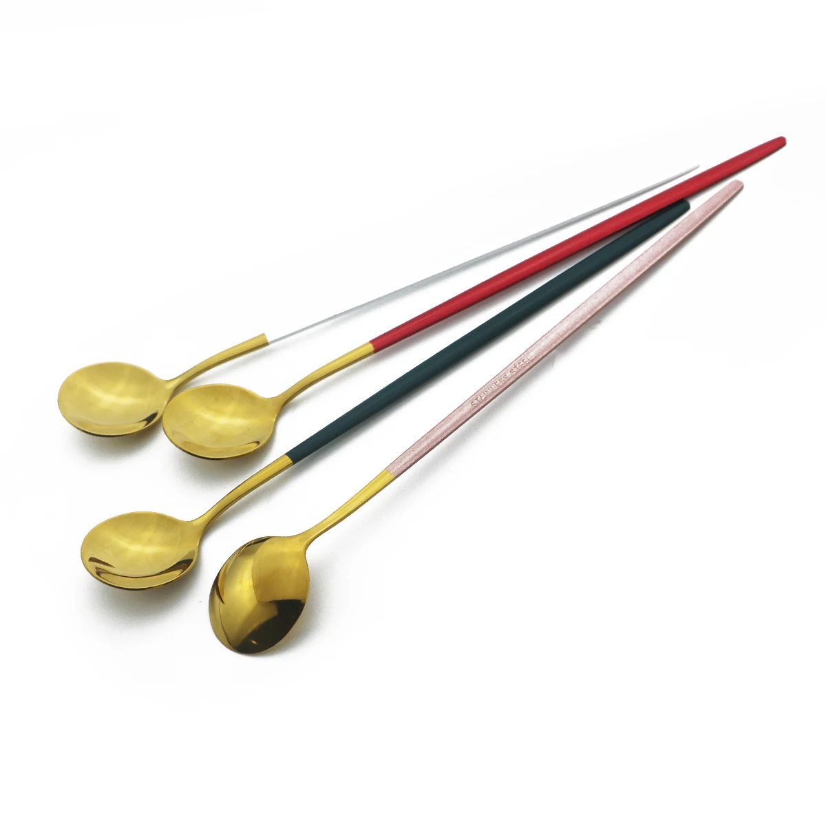Cutlery Set Western Style Cutlery Set Picnic Cutlery Set Stainless Steel Cutlery Set Picnic Tableware Camping Cutlery Set Colorful Dessert Tea Spoon Dinnerware Juice Coffee Stir Spoon Cutlery Set Ice Cream Long Handle Scoop Stainless Steel Tableware