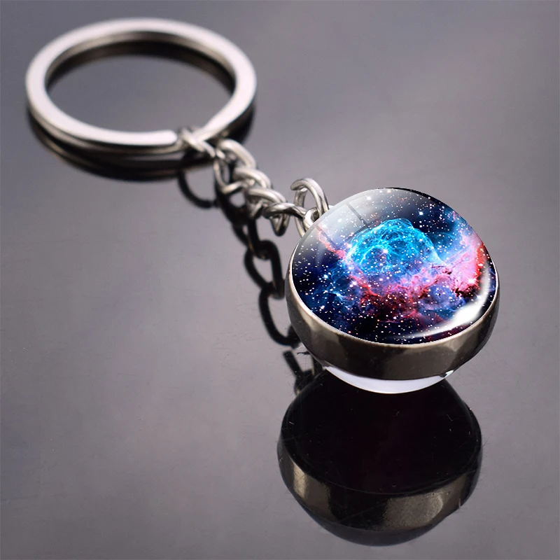 Земля брелок Solary система брелок для ключей «Планета» Луна Марс художественное изображение стеклянный шар брелок Вселенная Галактика ювелирные изделия для мужчин для женщин - Цвет: Серебристый