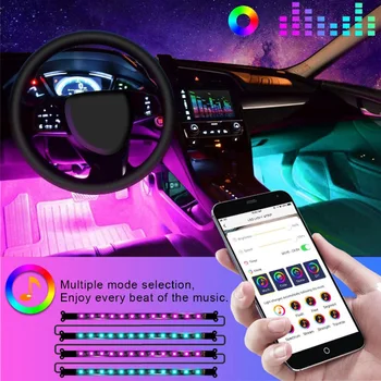 

Car LED decorative atmosphere lights 12smd colorful voice control atmosphere lights one for four colorful atmosphere lights