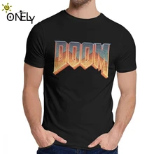Графический принт Doom видео игры Homme Футболки для мальчиков и девочек летом прохладно человек из органического хлопка, футболка, рубашка с круглым воротником