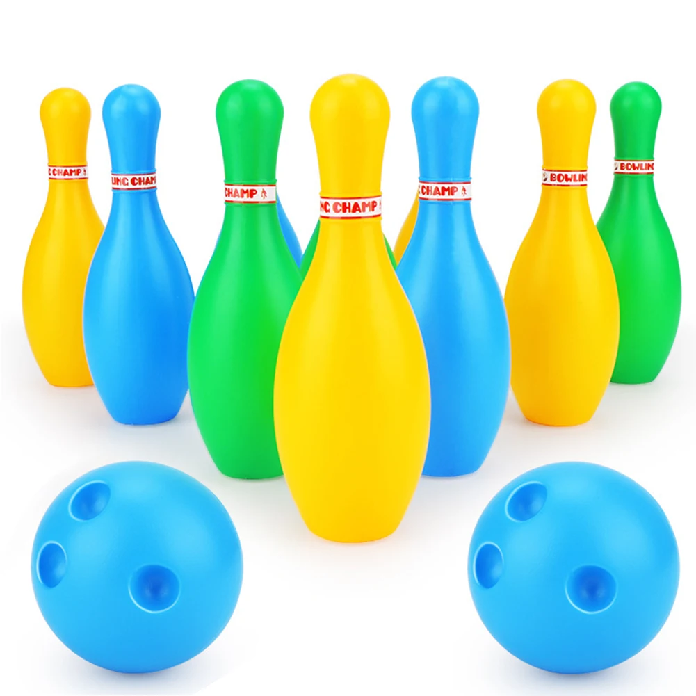 12pcs Bowling Set Pins Balls Home Multiple Sizes Family Games Early