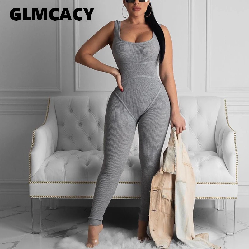 Women Casual Solid Fitness Jumpsuits Sleeveless Skinny Long Pants Slinky Daily Sportswear Jumpsuit Women Casual Solid Fitness Jumpsuits Sleeveless Skinny Long Pants Slinky Daily Sportswear Jumpsuit
