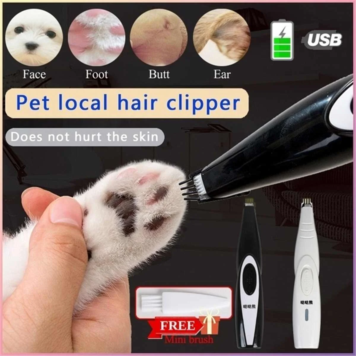 

Pet hair trimmerDog cat partial shaverPet grooming toolElectric shaverDog cut foot shaverElectric hair clipper