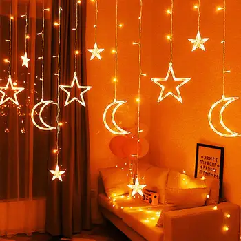 

3.5m Star Moon Star Lamp LED Lamp String Christmas Lights Decoration Holiday Lights Curtain Lamp Wedding Neon Lantern light