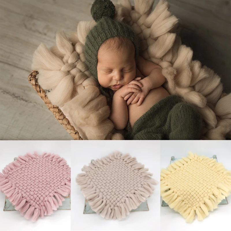 Newborn Photography Props Baby Photo Blanket Weaving Thick Wool Blanket Infant Shoot Accessories Carpet Baby Photo Props