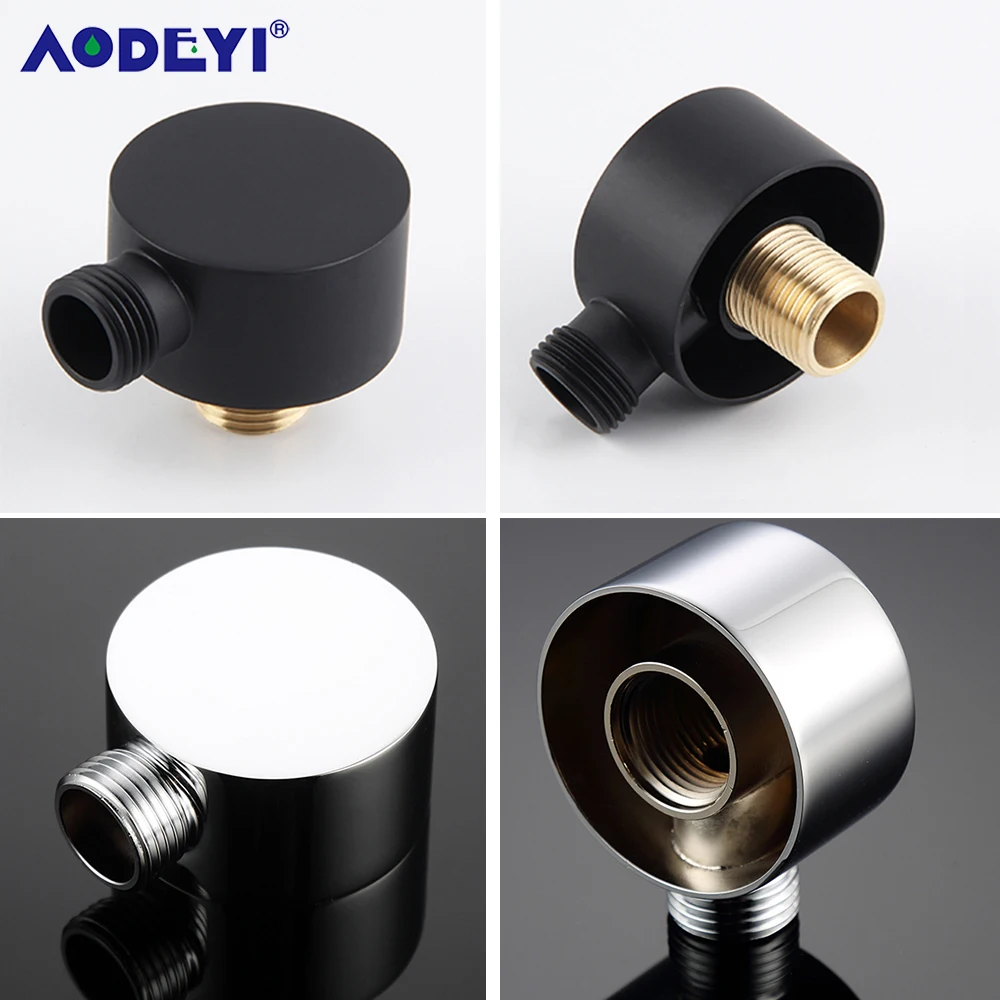 

Shower Head Connector Bathroom Accessories Brass Body Bracket Black Wall Mounted Shower Hose Connector support Arm Brushed gold