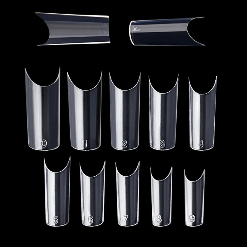 500pcs Bag Nail Tips Full Cover Shape C Curved Fake Nail Transparent Clear French Acrylic ABS 1