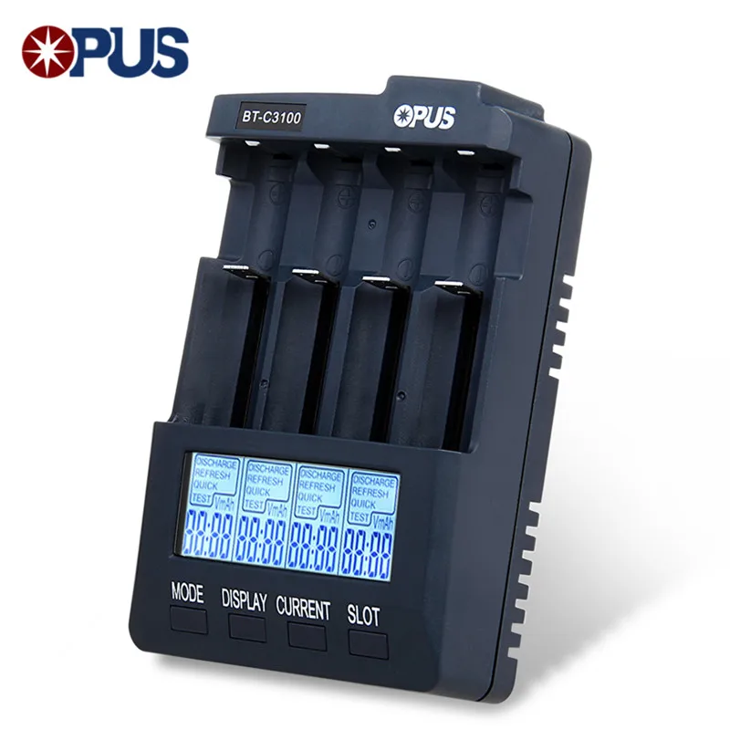 Original Opus BT- C3100 V2.2 Smart Digital Intelligent 4 LCD Slots Universal Battery Charger For Rechargeable Battery EU/US Plug