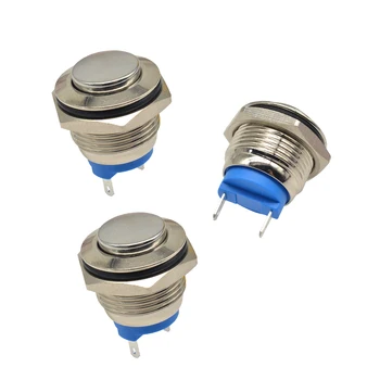 

220V 5A 16mm 19mm Push Button Switch Self Resetting Stainless Steel Metal Switch Car Auto Switch DIY