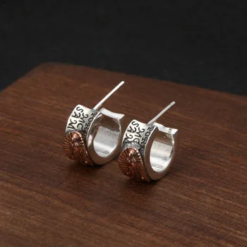 

Retro 925 Sterling Silver Virgin Mary Cuff Stud Earring Men Women Gold Sliver Catholic Virgin Mary Earrings Jewelry Gifts