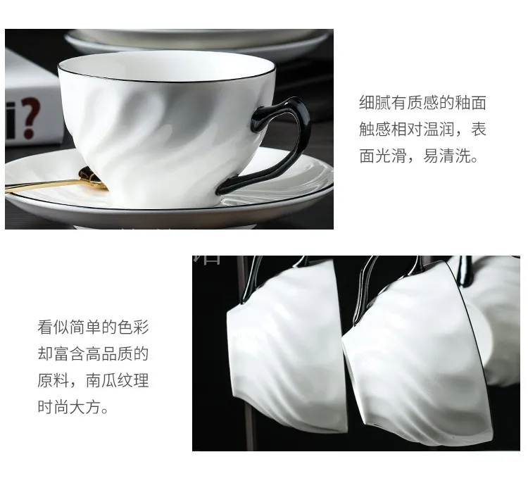 High Quality Bone China Tea Cup and Saucer Set Luxury Coffee Cup Vintage White Ceramic Coffee Cups Classic Nordic Kitchen D6D