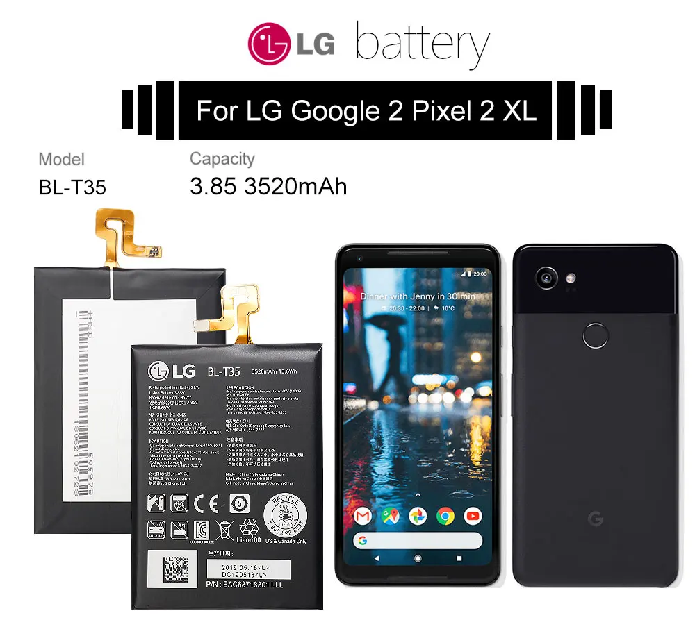 Сменный аккумулятор lg для телефона BL-T35 3520 мАч для lg Google 2 Pixel 2 xl100% Оригинальные аккумуляторы для телефонов+ Бесплатные инструменты