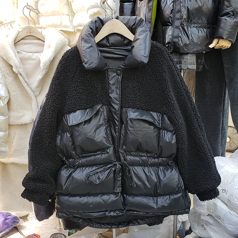 Пальто из овечьей шерсти, женское осеннее и зимнее пальто, новинка, Корейская куртка с хлопковой подкладкой, приталенное пальто из овечьей шерсти, свободные парки