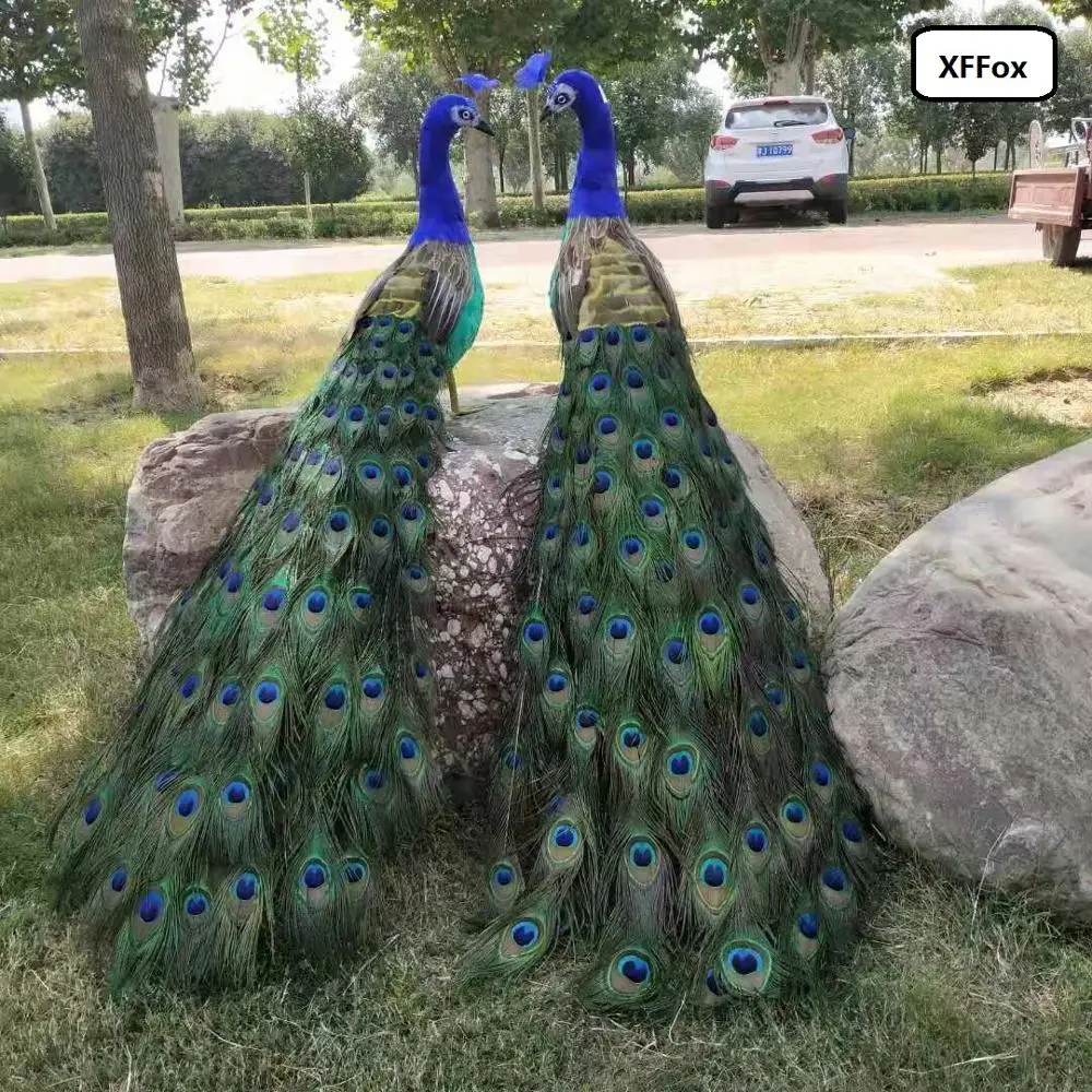 

a pair of real life colourful peacock models foam&feather new simulation beautiful peacock birds gift about 120cm xf2396