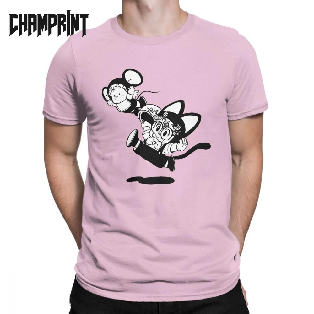 

Arale Gachan Cats T-Shirts for Men Dr Slump Toriyama Anime Manga 90s Cute Robot 80s Pure Cotton Tee Shirt Short Sleeve T Shirt