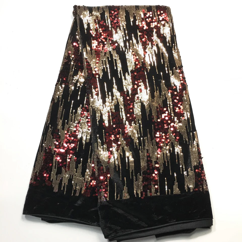 

African lace fabric 2020 high quality lace with sequence/ Nigerian lace fabrics for party dresses VM35511 velvet lace fabric