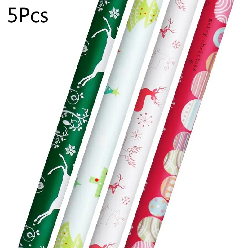 

5pc Christmas Gift Wrapping Paper Cartoon Pattern Packing Paper Party Supplies 090C for party and wedding