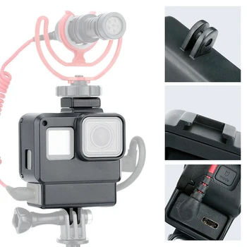 

1pc V2 Vlog Case Housing Shell Black ABS Plastic Vlogging Cage Frame for GoPro Hero 7 6 5 Sports Action Video Cameras