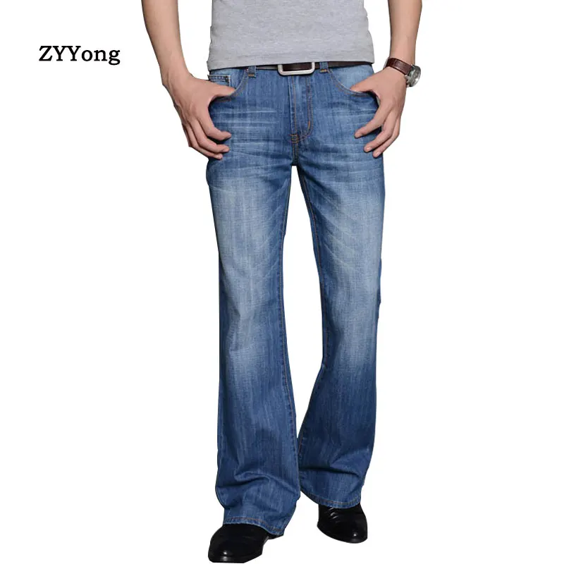 Free Shipping Men's 2020 New Spring Autumn and Winter Wide-Leg Jeans Business Casual Trousers Color Blue and Light Blue Pants