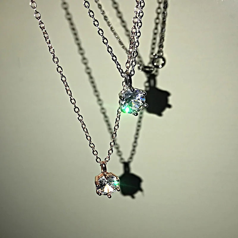 18K Rose Gold 2ct Lab Diamond Pendant 925 Sterling Silver Party Wedding Pendants Chain Necklace Women Fine Jewelry pendant necklace