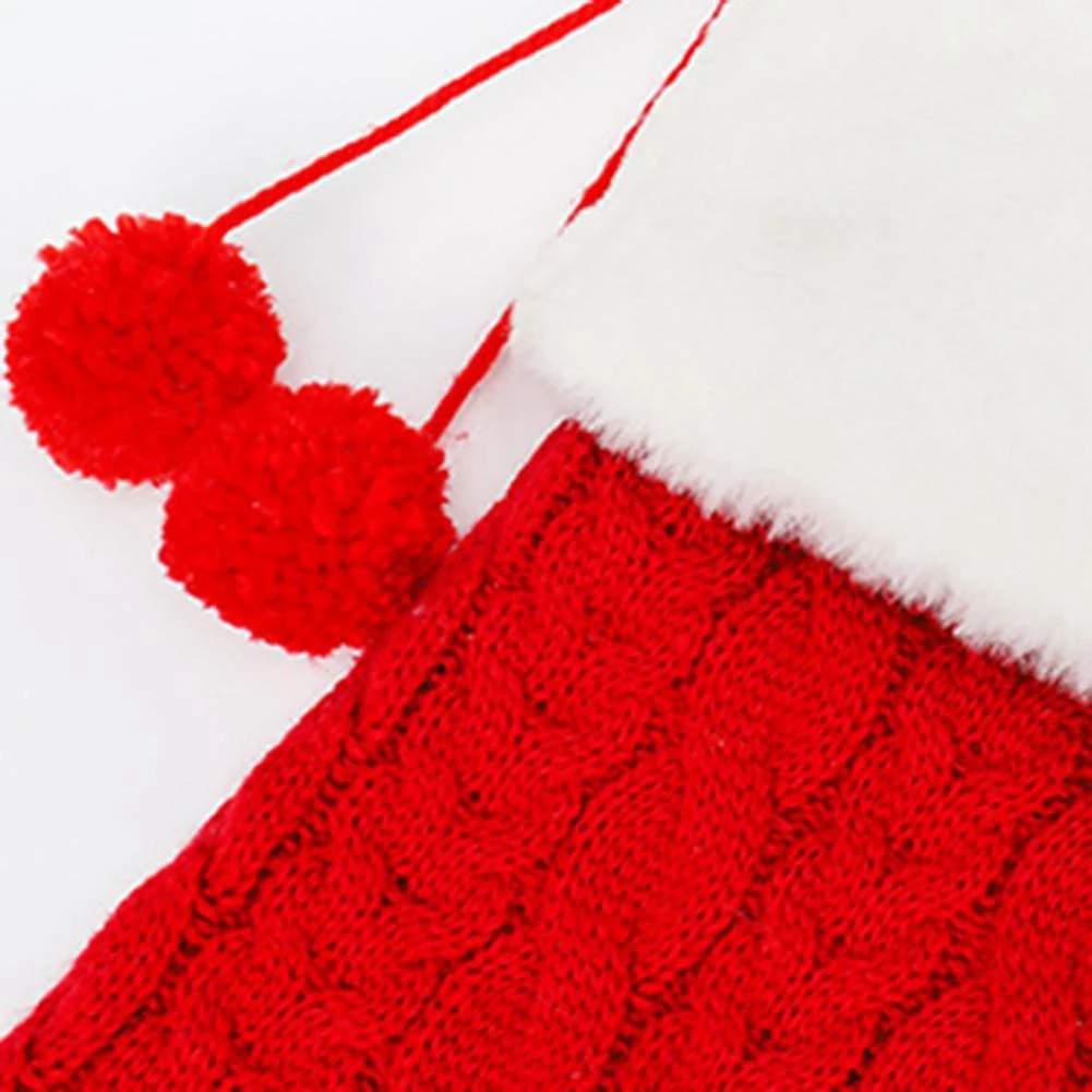 Christmas Stocking Ornaments Knitted Wool Thick Socks Hotel Home Christmas Socks New Year Gifts for Kids Xmas Tree Ornament