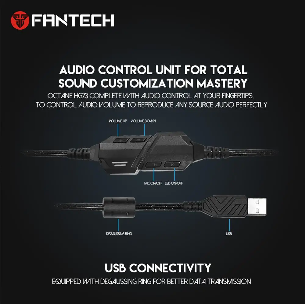 Fantech HG23 USB 7,1 Виртуальная объемная звуковая игровая гарнитура наушники с микрофоном стерео Бас Вибрация для ПК PS4 геймера